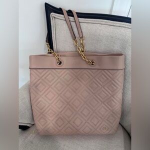 Authentic Tory Burch Quilted Leather Tote